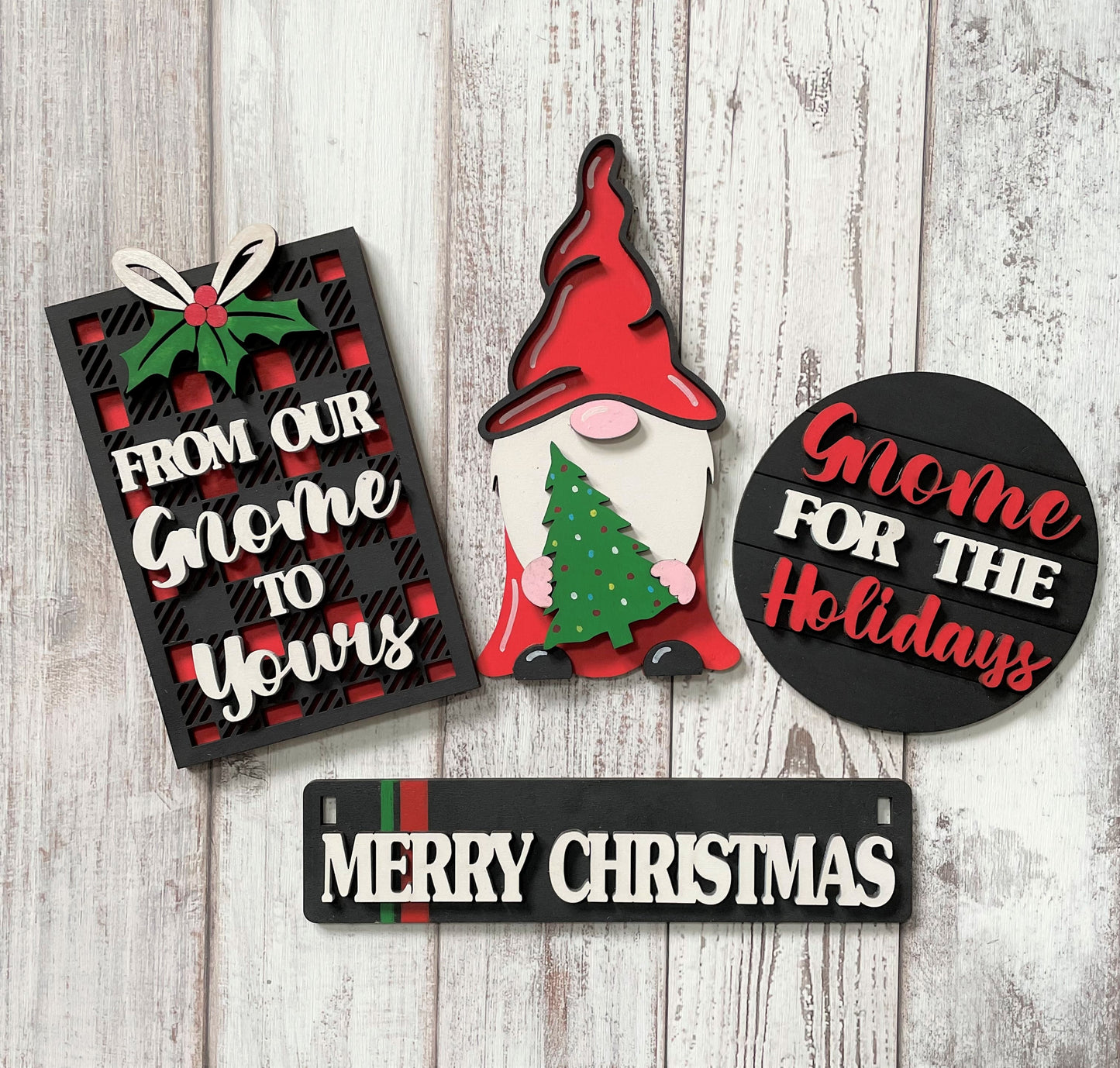 Interchangeable Christmas Gnome Signs For Wagon/Shelf Sitter