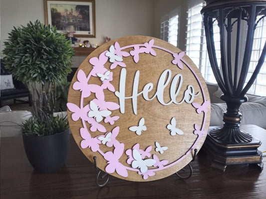 DIY 14" Butterfly Hello Sign