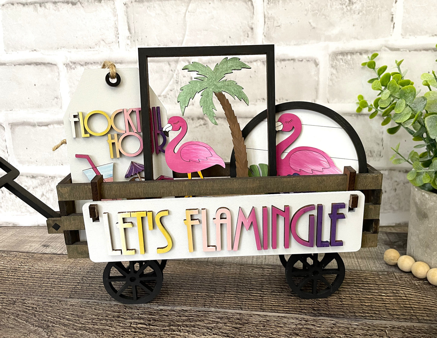 Interchangeable Flamingo Wagon/Shelf Sitter