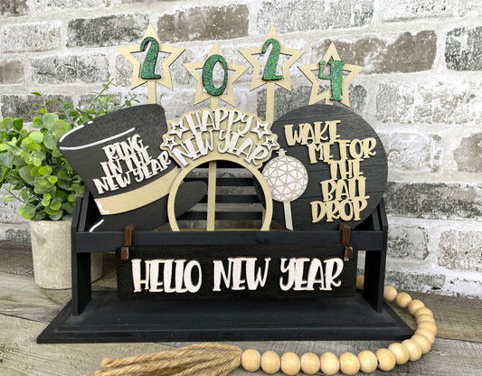 Happy New Year Interchangeable Signs For Wagon/Shelf Sitter