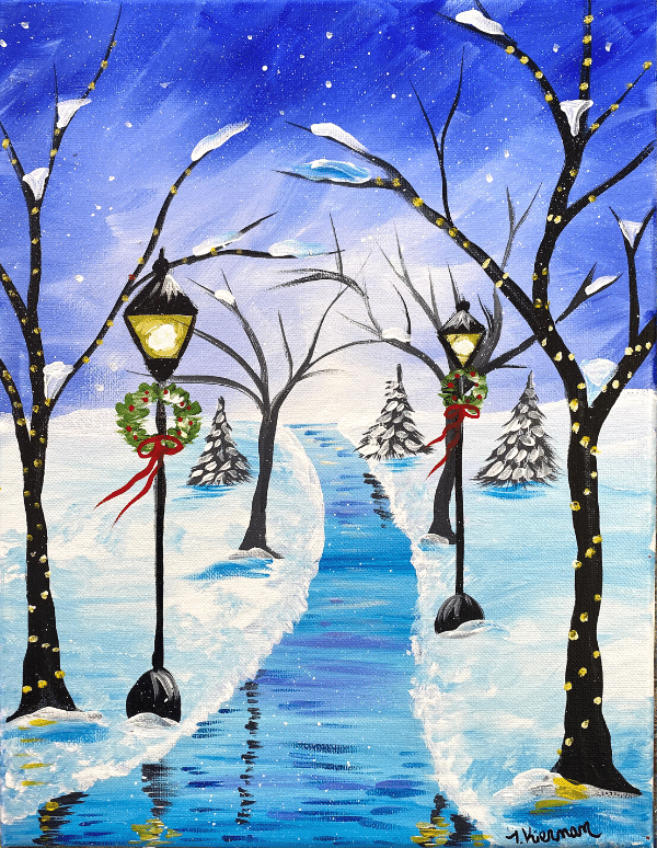 Icy Winter Path Step By Step Painting Tutorial