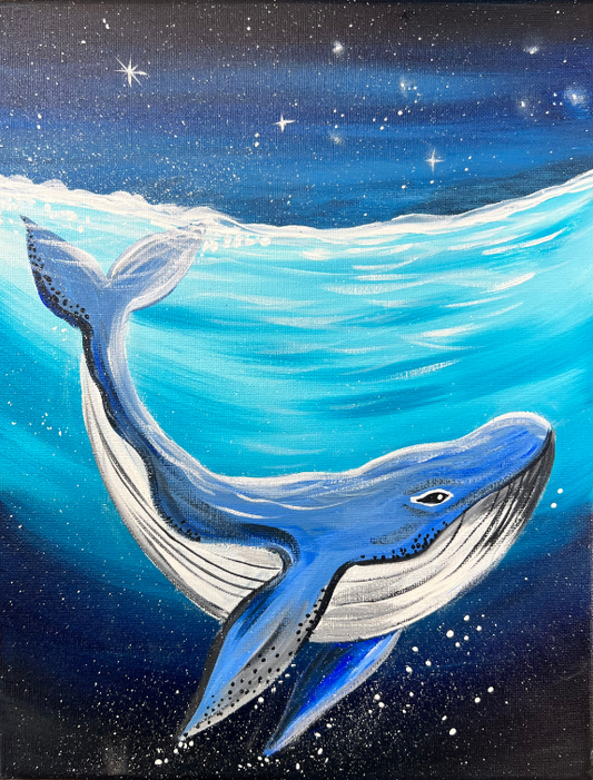 Blue Whale Step By Step Painting Tutorial