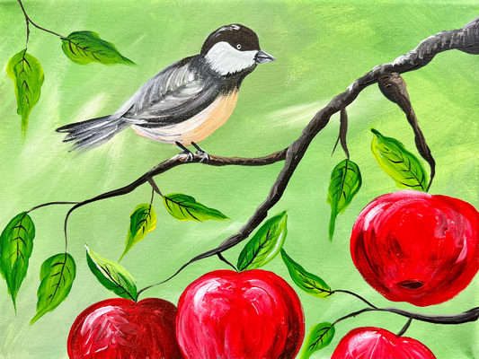 Chickadee In An Apple Tree Step By Step Painting Tutorial