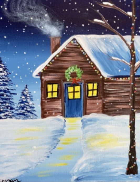 Christmas Cabin Step By Step Painting Tutorial