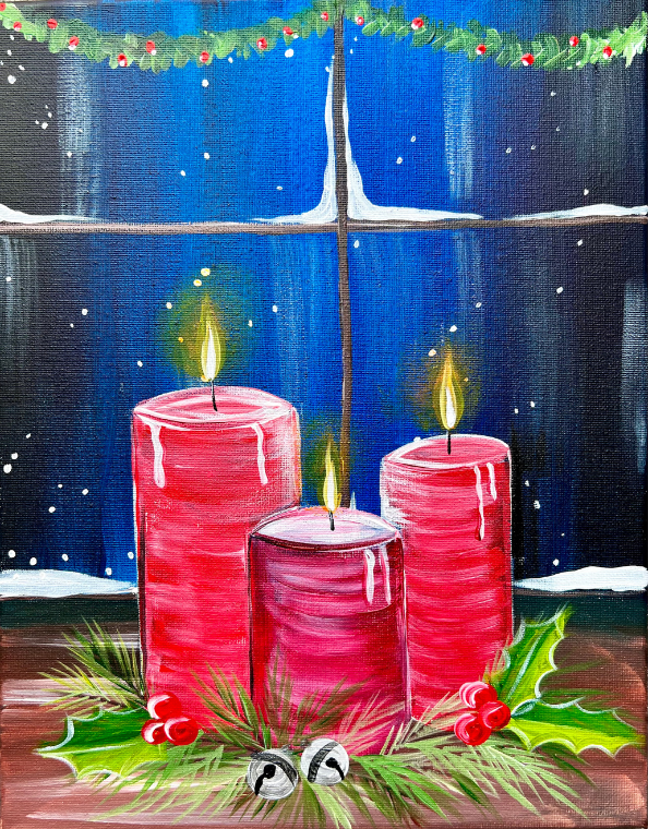 Christmas Candles Step By Step Painting Tutorial