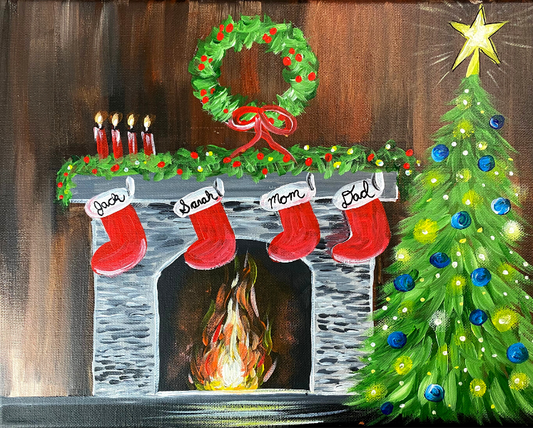 Christmas Fireplace Step By Step Painting Tutorial