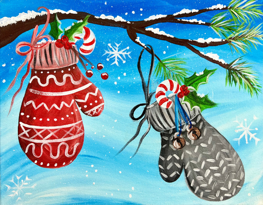 Christmas Mittens Step By Step Painting Tutorial