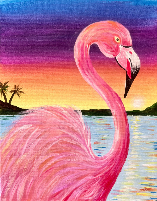Sunset Flamingo Step By Step Painting Tutorial