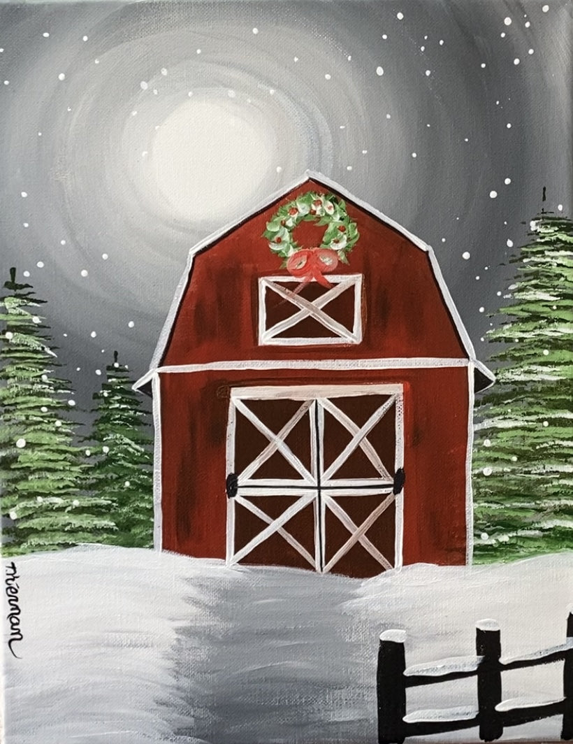 Christmas Barn Step By Step Painting Tutorial