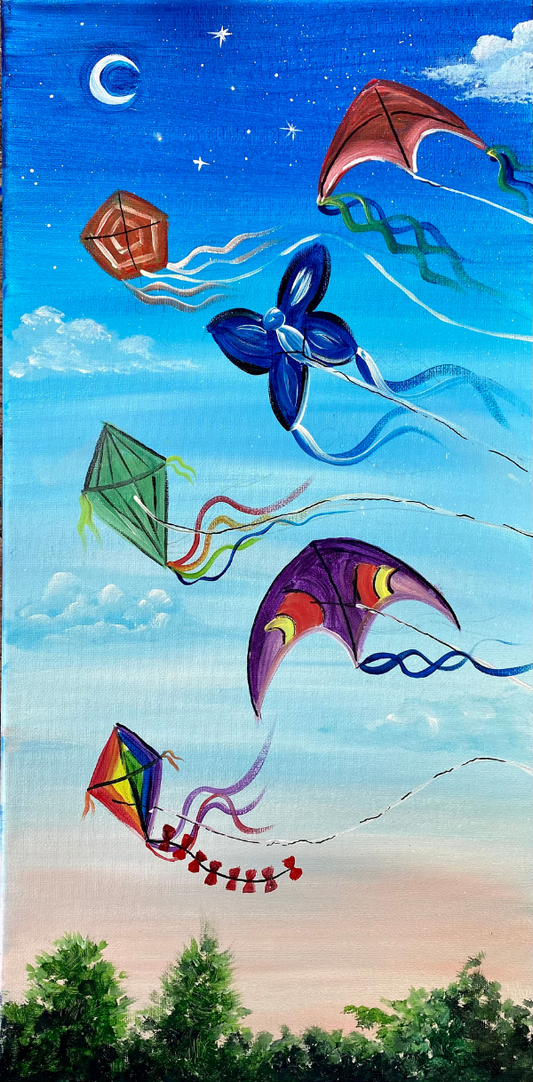 Kites Step By Step Painting Tutorial