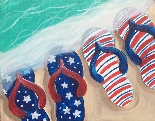 4th Of July Flip Flops tep By Step Painting Tutorial