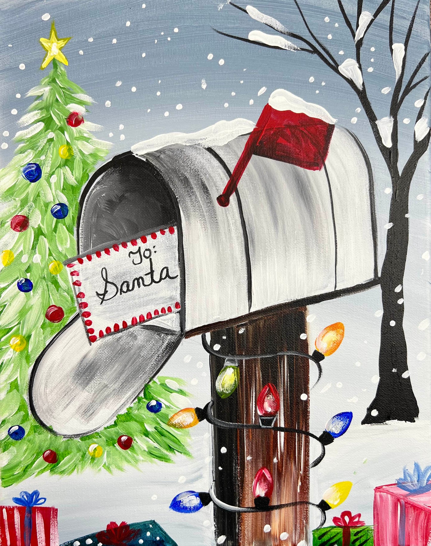 Christmas Mailbox Step By Step Painting Tutorial