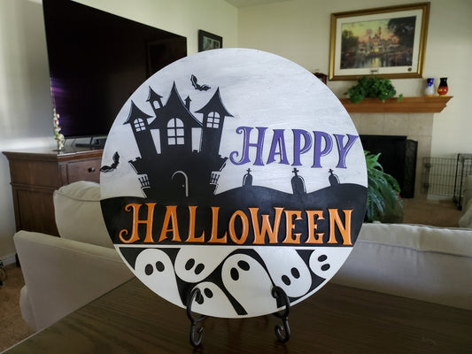 DIY 14" Happy Halloween Ghost Sign