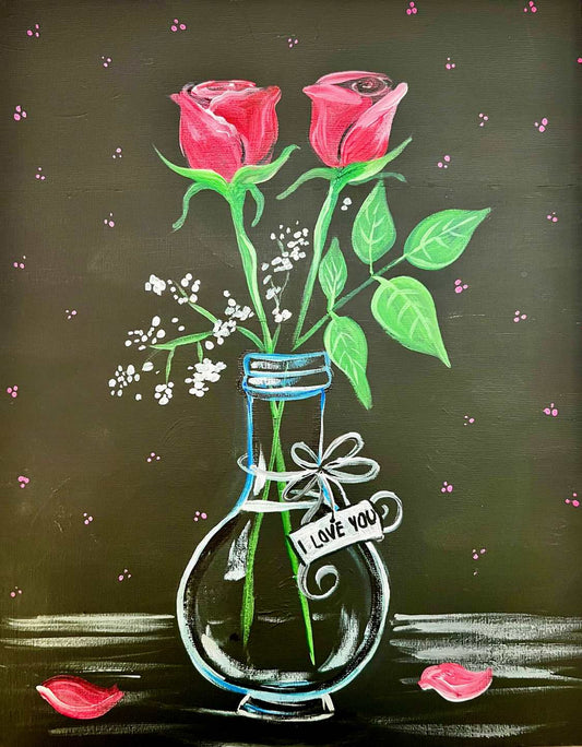 Rose Vase Step By Step Painting Tutorial
