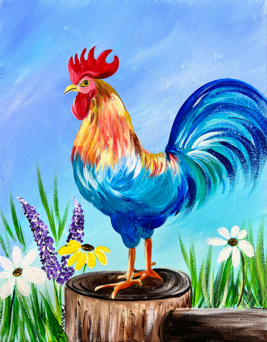 Rooster Step By Step Painting Tutorial