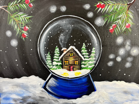 Snow Globe With Cabin Step By Step Painting Tutorial
