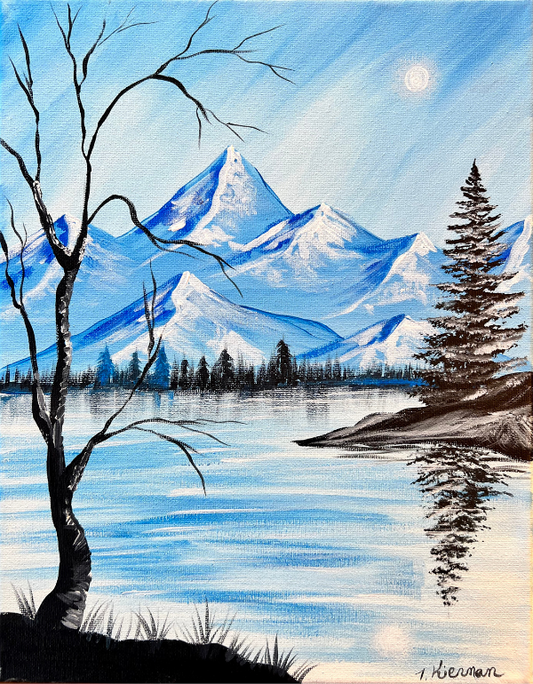 Snow Mountainscape Step By Step Painting Tutorial