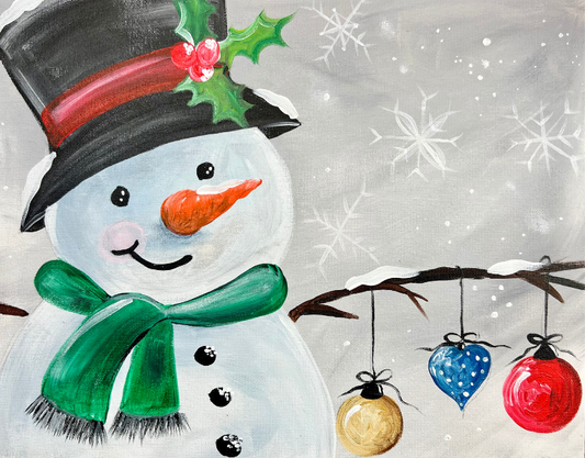 Snowman With Ornaments Step By Step Painting Tutorial