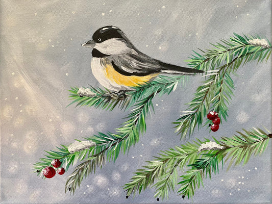 Snowy Chickadee Step By Step Painting Tutorial