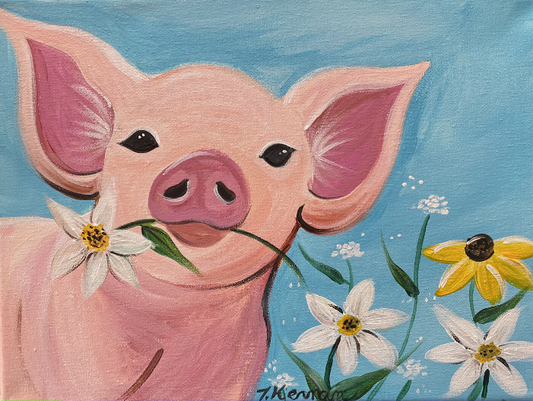 Spring Pig Step By Step Painting Tutorial
