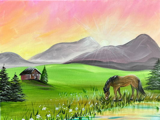 Sunset Ranch Step By Step Painting Tutorial