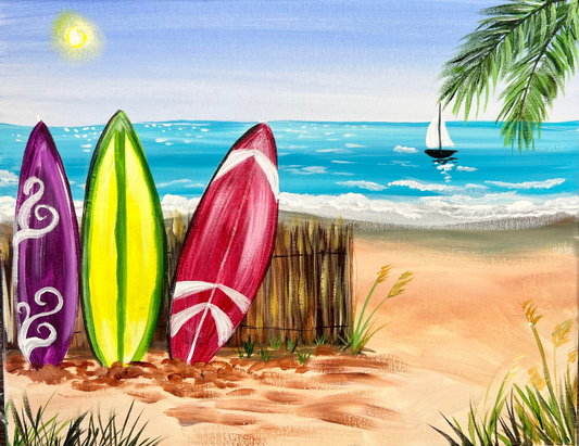 Surfer Beach Step By Step Painting Tutorial