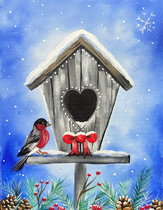 Winter Birdhouse Step By Step Painting Tutorial