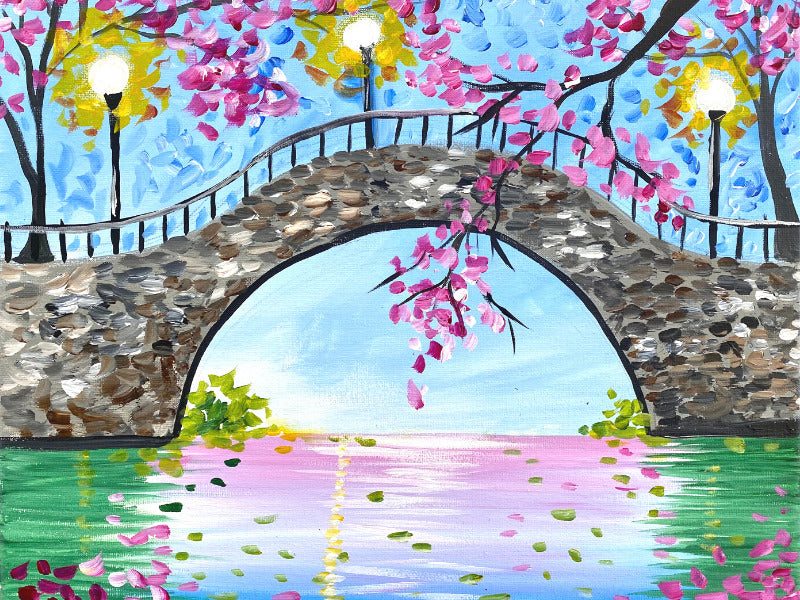 Cherry Blossom Bridge Step By Step Painting Tutorial