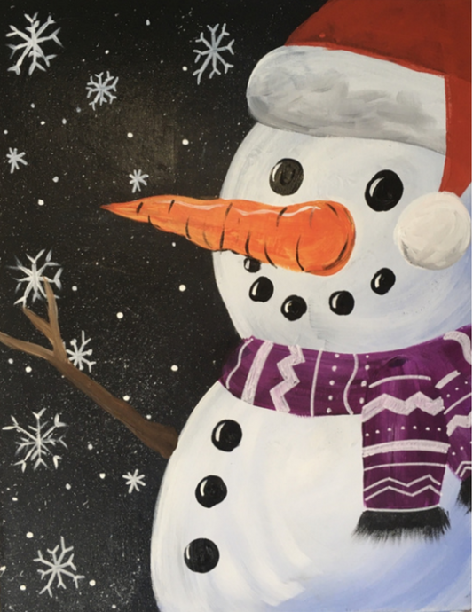 Snowman Black Background Step By Step Painting Tutorial