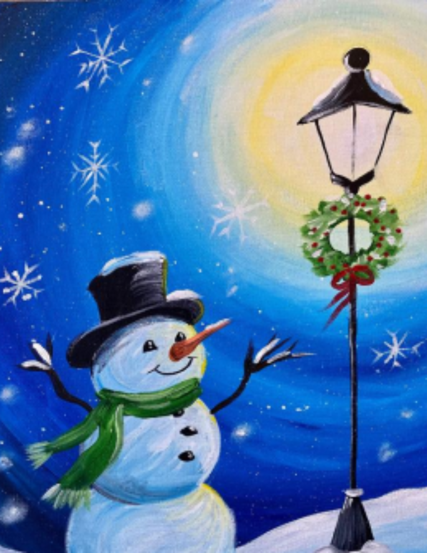 Snowman Light Post Step By Step Painting Tutorial