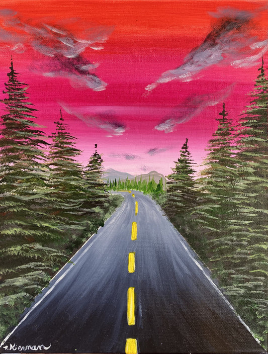 Sunset Road Step By Step Painting Tutorial