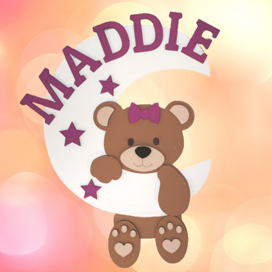 Extra Large DIY Personalized Bear Sign For Baby Girl