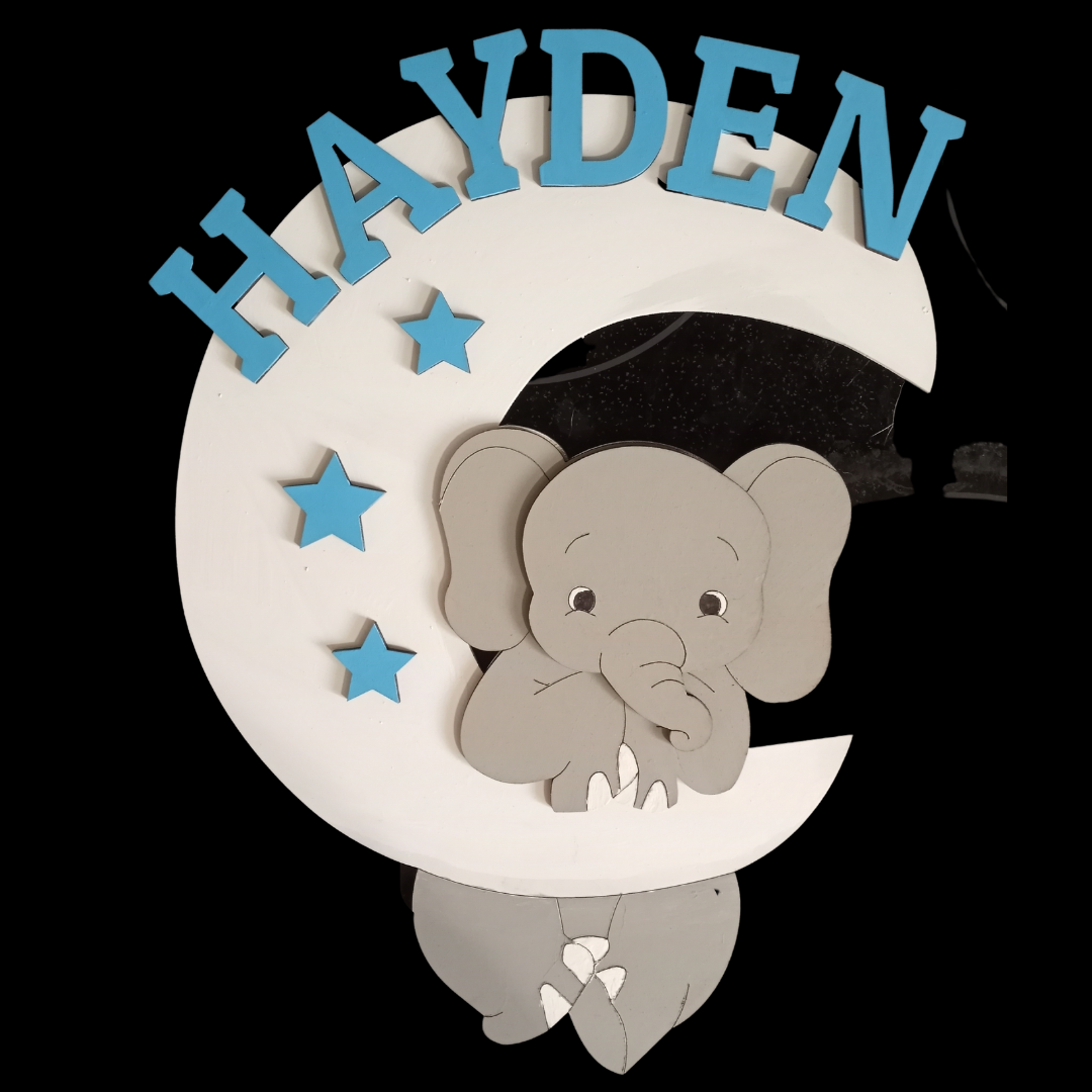 Extra Large DIY Personalized Elephant Sign For Baby Boy