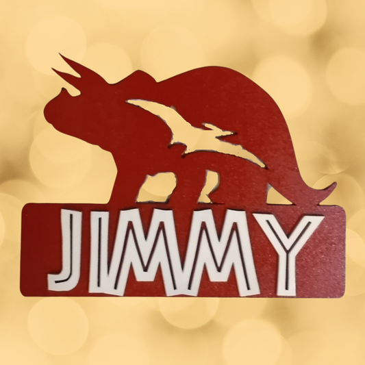 14" Personalized DIY Dinosaur Sign Triceratops