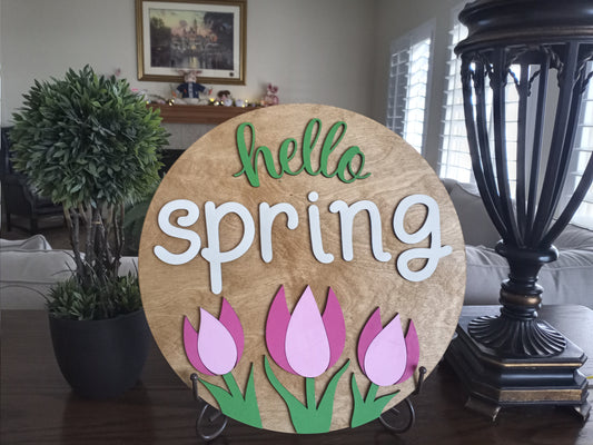 DIY 14" Hello Spring Sign