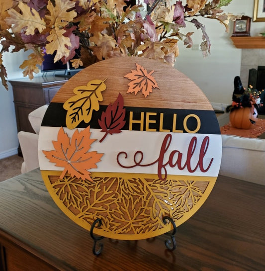 DIY 14" Hello Fall Leaves Sign