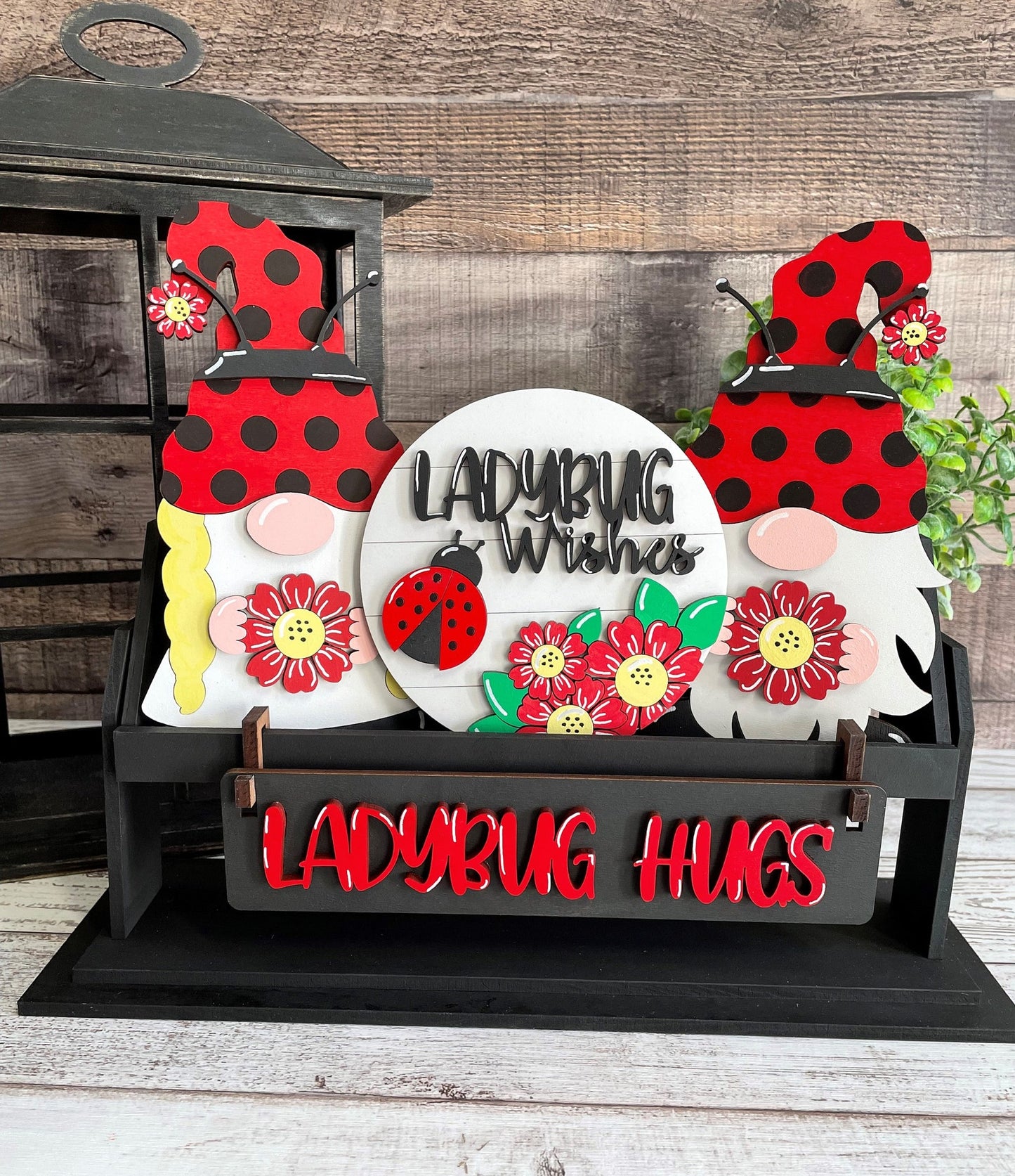 Ladybug Gnomes  Interchangeable Signs For Wagon/Shelf Sitter