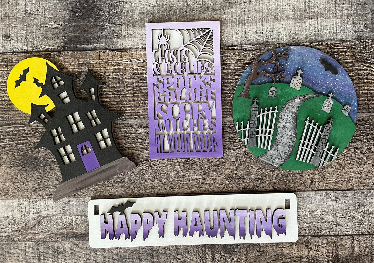 Haunted House Interchangeable Signs For Wagon/Shelf Sitter