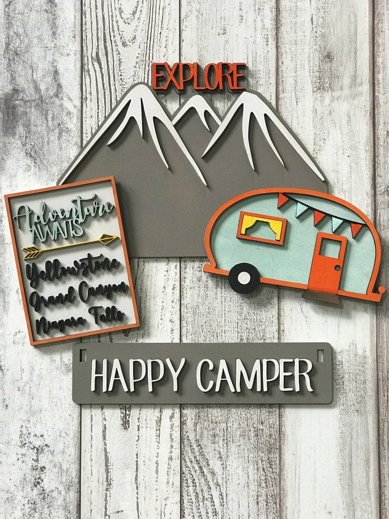 Happy Camper Interchangeable Signs For Wagon/Shelf Sitter