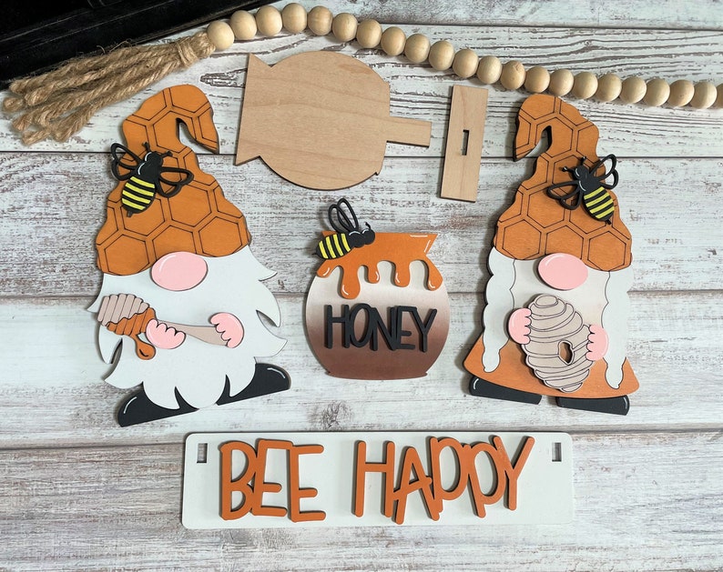 Bee Happy Gnomes Interchangeable Signs For Wagon/Shelf Sitter
