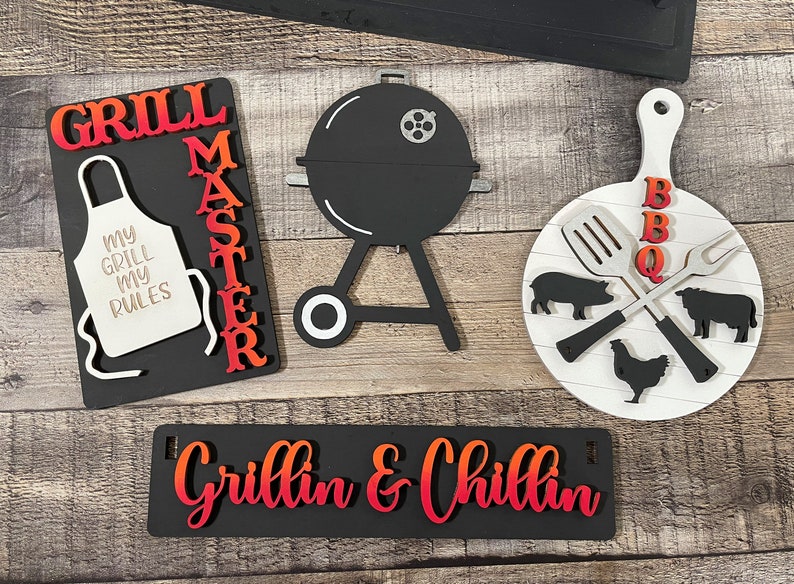 Summer Grilling Interchangeable Signs For Wagon/Shelf Sitter
